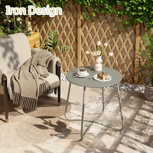 eSituro Table ronde de jardin et de balcon - Gris métal - Ø48 x H45 cm