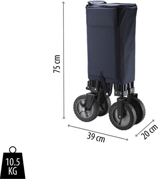 Chariot pliable Tristar - Chariot robuste à cadre en accordéon - Capacité de charge de 70 kg - 39 x 20 x 75 cm - Avec plateau et sac de rangement - Chariot de camping, chariot de transport, chariot à tirer et chariot de plage pour le jardin, les festivals