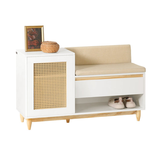 SoBuy FSR128-W Meuble à chaussures - 1 porte - 1 tiroir - compartiment ouvert - 100 x 35 x 60 cm - blanc