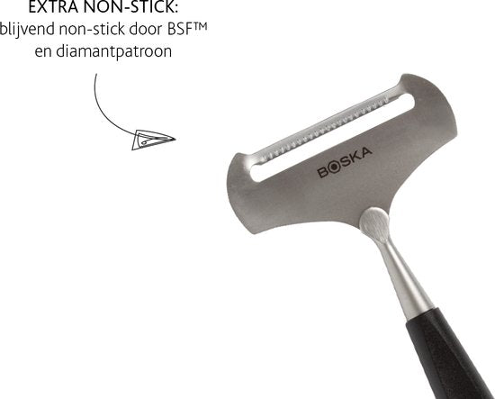 Boska Cheese Slicer Soft Milano+ - Trancheuse pour fromages jeunes - acier inoxydable - Lavable au lave-vaisselle - Trancheuse à fromage Noir - Idées cadeaux - Ustensiles de cuisine - Accessoires de cuisine - Garantie 10 ans