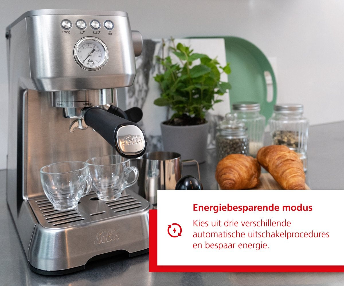 Solis Barista Perfetta Plus 1170 V2 - Machine à espresso à piston 1700W - Espresso et Cappuccino - Argenté