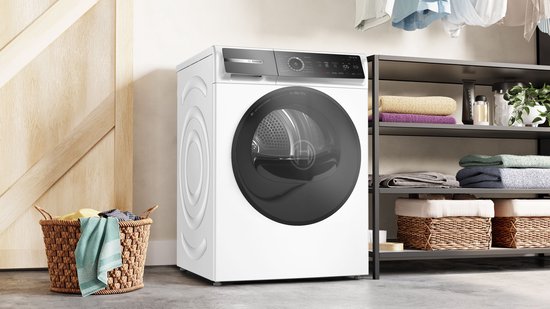 Bosch WRB247D0FG - Série 8 - Lave-linge séchant - Sèche-linge à pompe à chaleur - 9 kg - Classe énergétique A - Condenseur autonettoyant - Efficacité énergétique durable - Air Max Dry : résultats de séchage parfaits et faible consommation d'énergie.