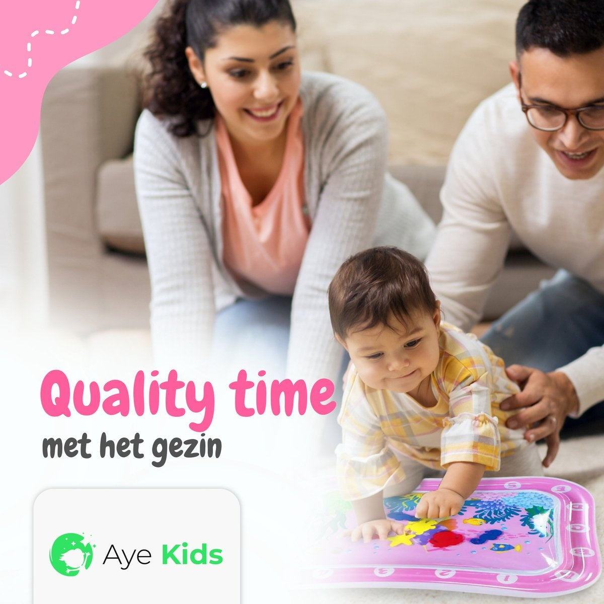 AyeKids Waterspeelmat - Watermat - Speelkleed - Opblaasbaar - Watermat Baby - Roze