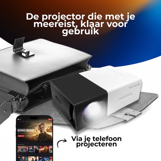 Denver Mini Beamer Full HD - Streaming depuis votre téléphone (USB-C) - Mini projecteur - Télécommande incluse - HDMI/AUX/USB-C - PR800