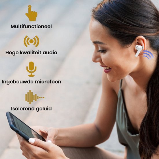 Ecouteurs sans fil Golden Sound - Ecouteurs Bluetooth - Ecouteurs pour le sport - Adaptés à tous les ordinateurs portables et smartphones - Blancs
