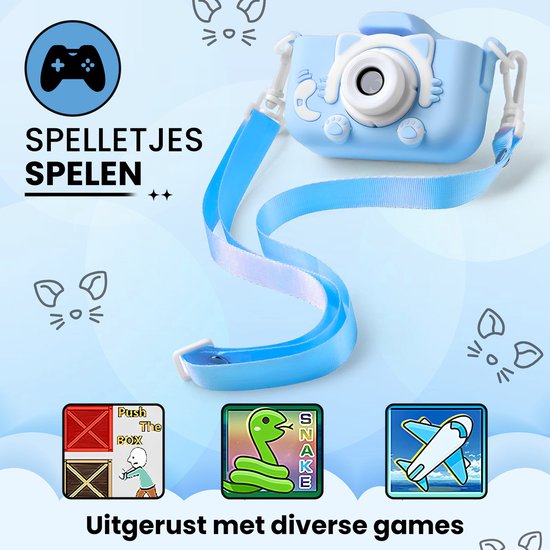 Bambini Kids' Camera - Appareil photo numérique pour enfants - Appareil photo numérique - Appareil photo pour enfants - 1080P HD - Bleu