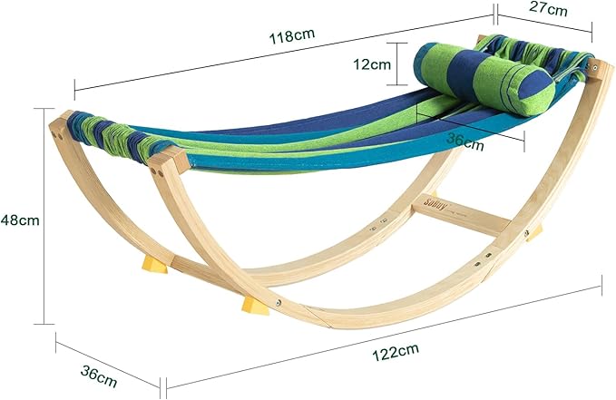 Hamac enfant avec arrêt de sécurité - SoBuy - 120 x 46 x 36 cm - Confortable et sécurisé - Vert et bleu