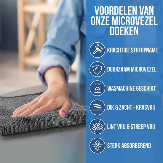 Strex Microfibre Wipes - 12 pièces 30 x 30 cm - Lavable - Lingettes nettoyantes - Nettoyage / Voiture