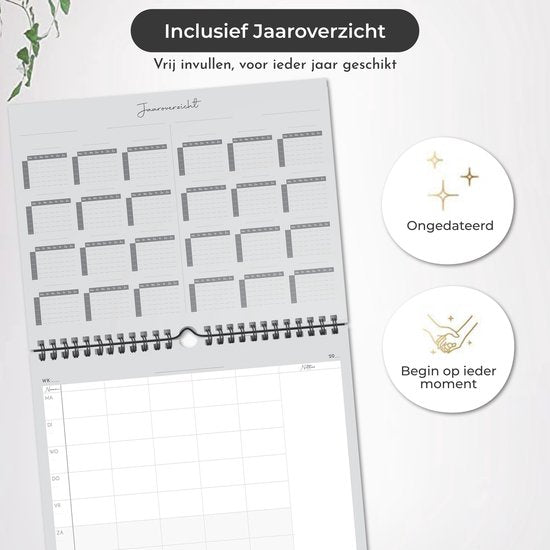 Systemyze Family Planner Basic 2025 - Agenda - Semainier - Agenda familial - Non daté - Gris