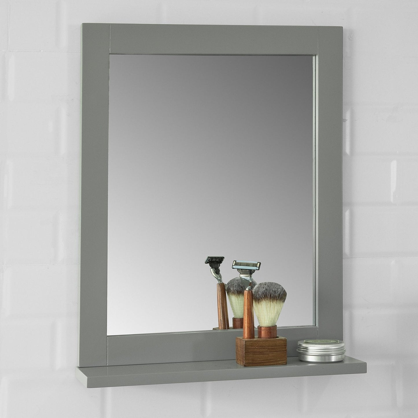 SoBuy Miroir de salle de bain avec étagère - Gris foncé - 40x50x10 cm