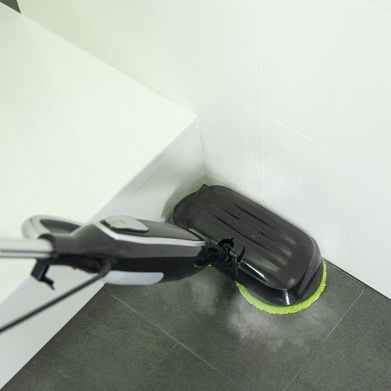 Nettoyeur vapeur Livington Steam Twister avec double tête de nettoyage rotative, nettoie, frotte et fait briller, générateur de vapeur à 3 niveaux, vapeur à 120 degrés, nettoyeur vapeur à main, réservoir d'eau de 350 ml, noir