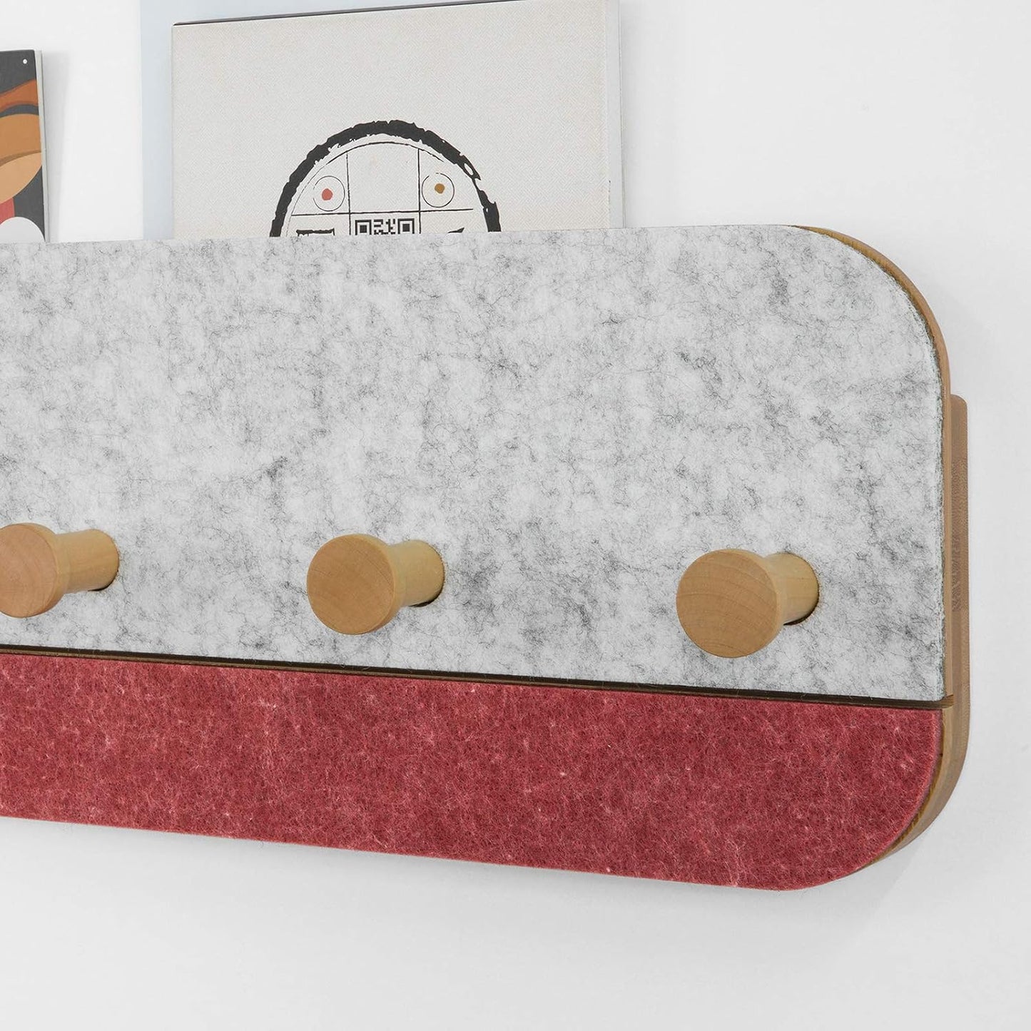 Porte-manteau mural SoBuy FHK16-R – 5 crochets – Bambou et feutre – 55 x 3 x 19 cm – Rouge