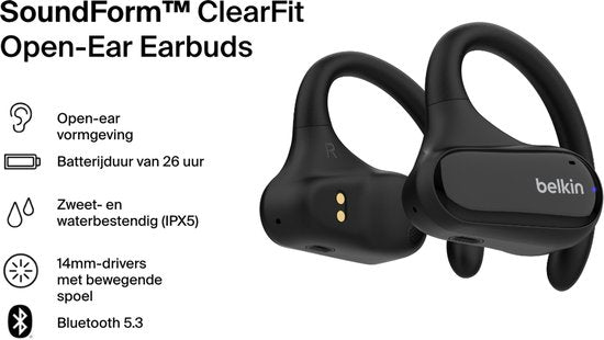 Belkin SoundForm ClearFit - Écouteurs de sport ouverts sans fil - Noir