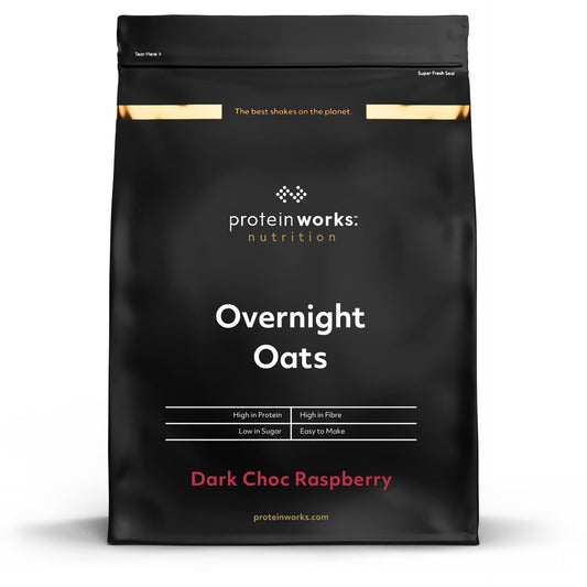 Protein Works Overnight Oats Dark Choc Raspberry - 1 kg - hyperprotéiné - pauvre en sucre - avec chia et graines de lin