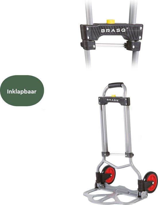 BRASQ Chariot pliant avec épingle à bagages - Capacité 60 KG - Chariot de transport - Chariot à plate-forme - Chariot en acier