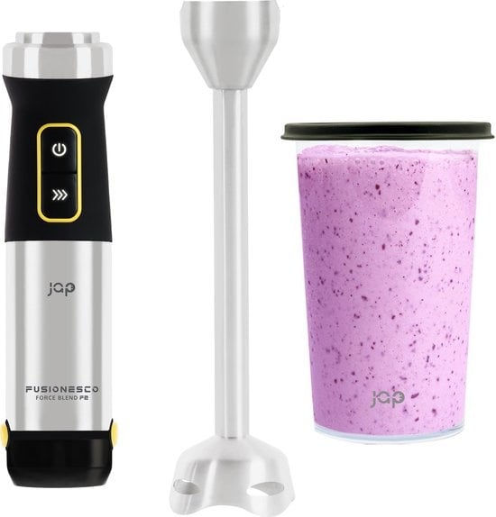 JAP Appliances - Mixeur manuel ForceBlend F1 - 1200 W et 800 ml - équipé de 21 vitesses et de couteaux en titane - pour les smoothies et les aliments pour bébés - acier inoxydable argenté