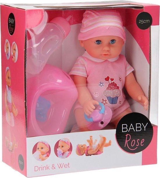 Baby Rose poupée qui boit et fait pipi 25cm - Baby doll