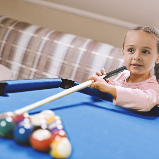 Cougar Table de billard Mini Portable Noir/Bleu – Poignée pratique – Incl. balles - 118x64x12cm