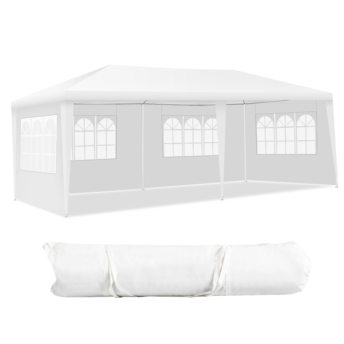 Coast 6 x 3 M Outdoor Tent tente imperméable portable avec 4 parois latérales amovibles blanc