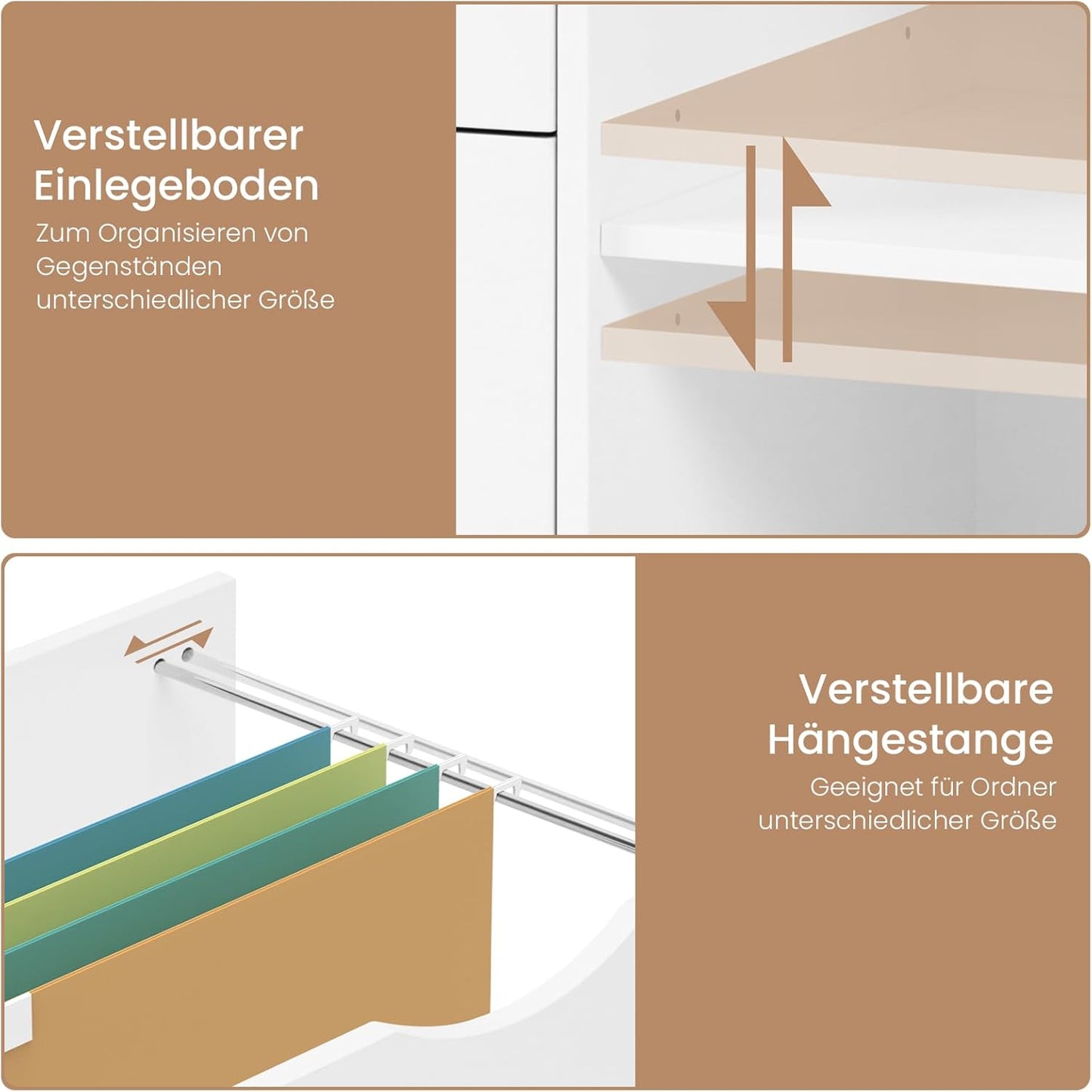 WOLTU ASK13ws roll container - bloc-tiroirs mobile pour le bureau - 3 tiroirs - blanc - 80 x 69,5 x 39,5 cm