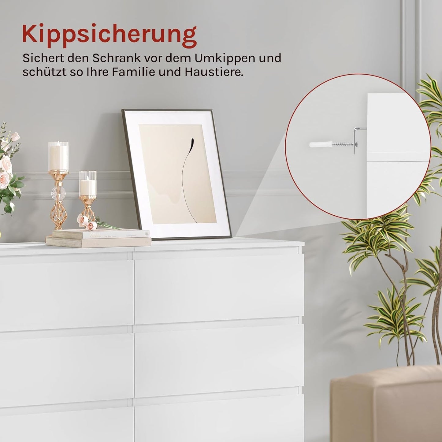 Woltu Meuble à tiroirs blanc - 4 tiroirs - 60 x 40 x 90 cm - Meuble de rangement moderne pour la chambre et le salon