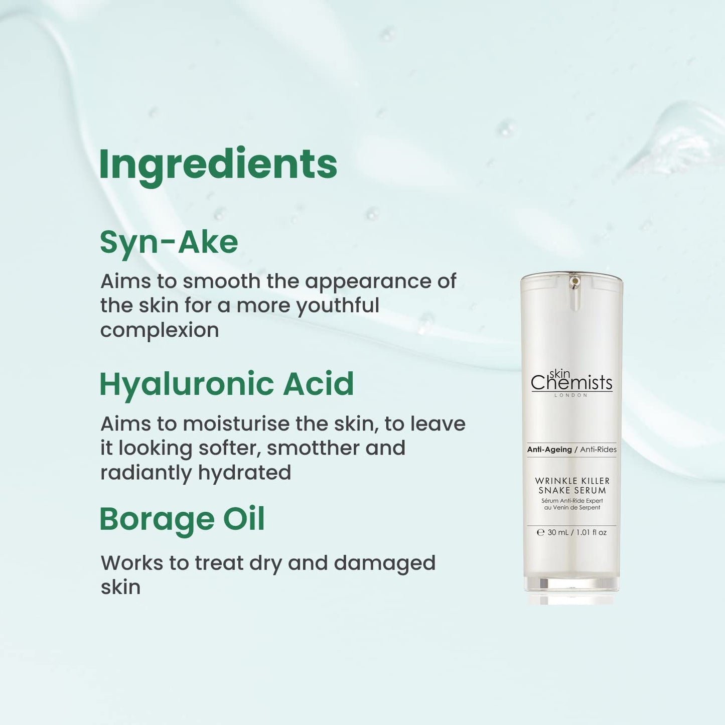 SkinChemists - Anti-Aging - Anti-Wrinkle Killer Snake Serum - Syn-Ake - Hyaluronic Acid - 33 ml