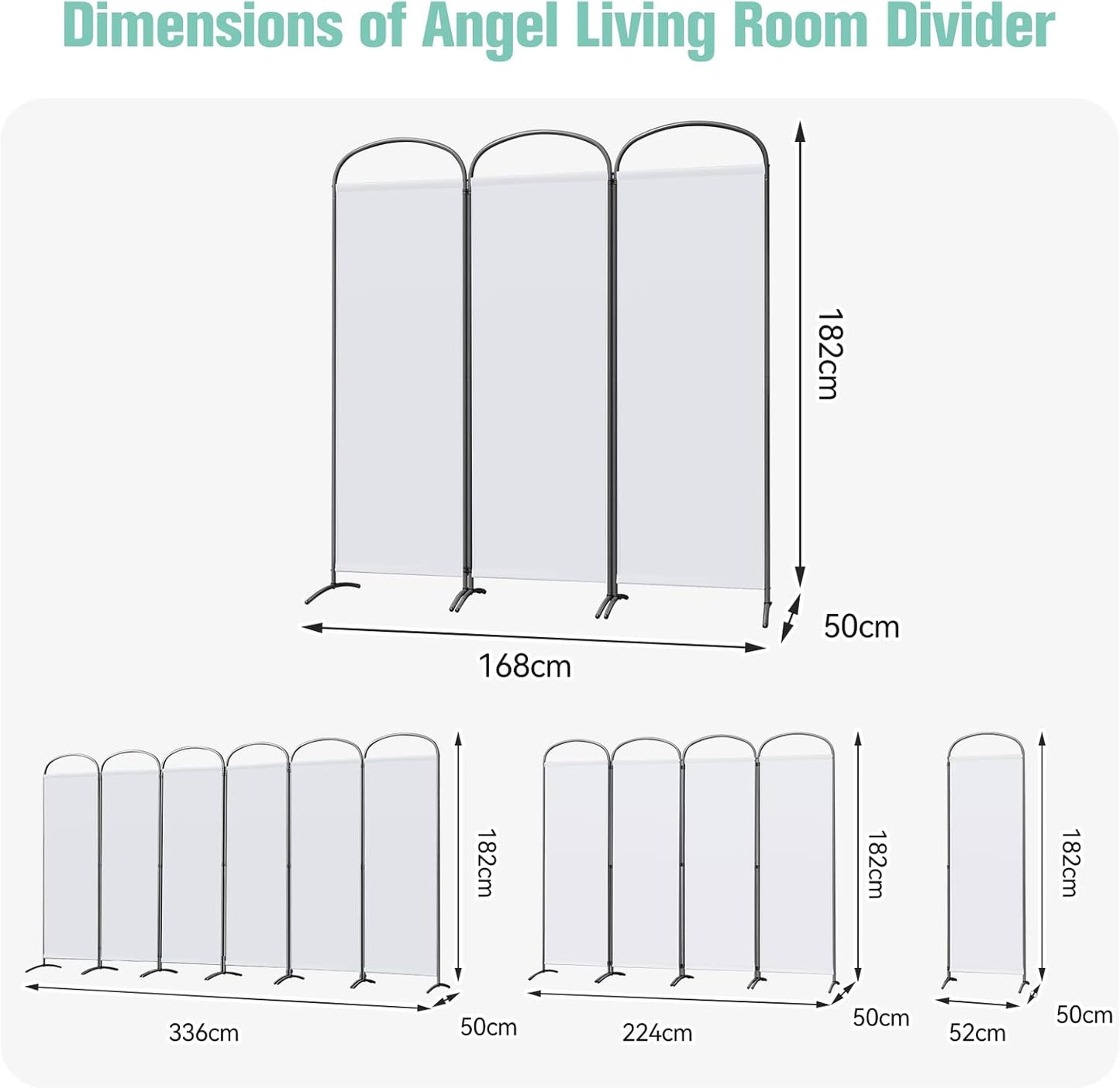 Paravent Angel Living - 3 panneaux - 168 x 182 cm - Intérieur et extérieur - Blanc