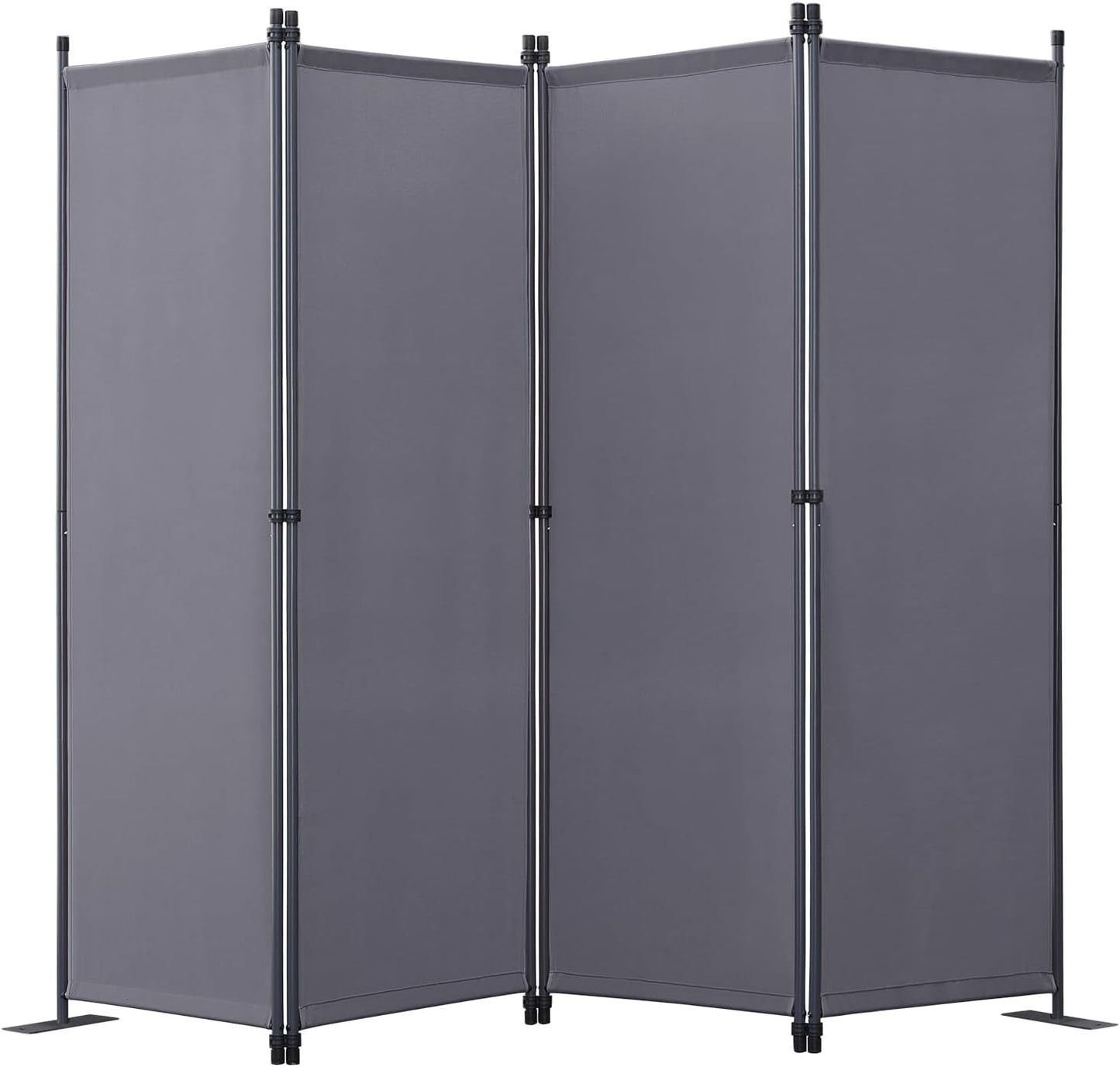 Angel Living Room Screen 4-Panels - Séparation de pièce stable et écran d'intimité en acier et polyester, pliable - Gris