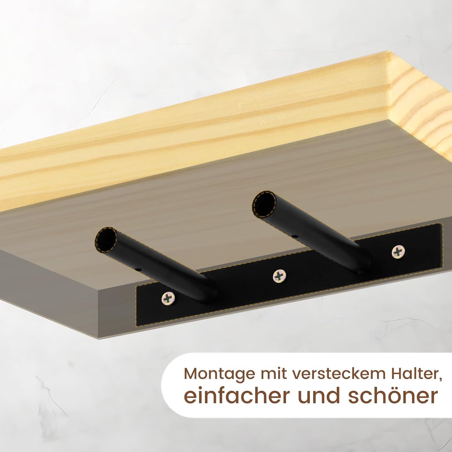 eSituro Etagère murale en bois - Etagère murale flottante avec fixation invisible - aspect bois - 50 x 19 x 3,5 cm
