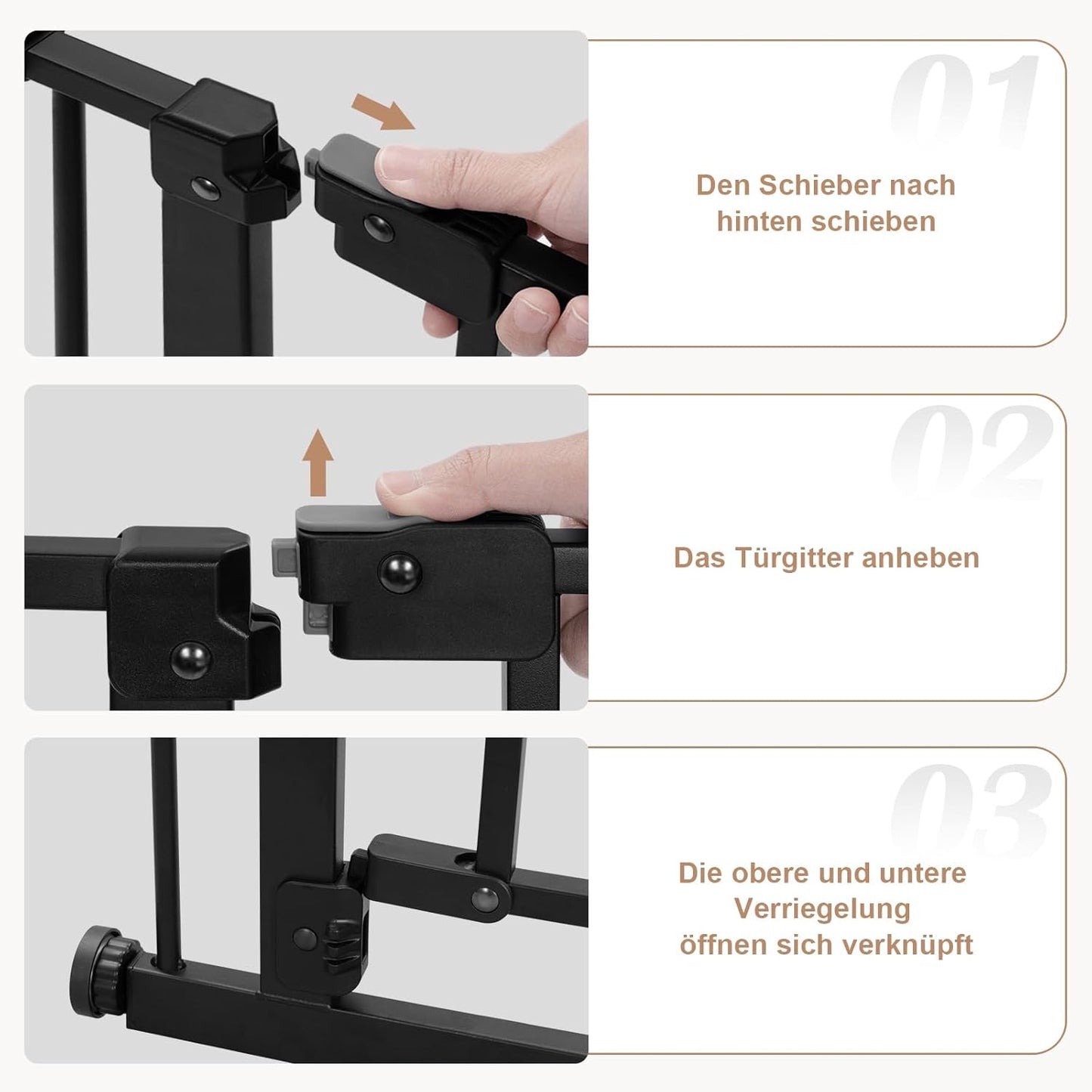 WOLTU Barrière d'escalier - 75-97 cm - 2 Longueurs - Noir