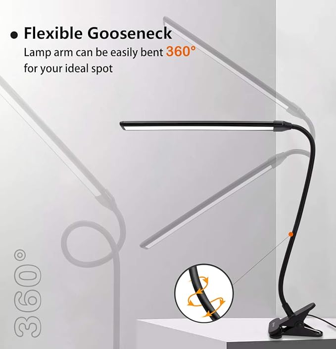 Cesunlight Lampe de bureau - LED - Dimmable - USB - Contrôle tactile - Noir