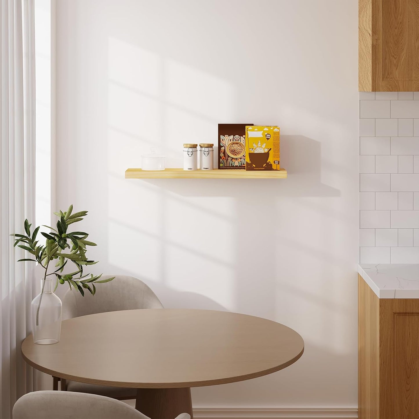 eSituro Etagère murale en bois - Etagère murale flottante avec fixation invisible - aspect bois - 50 x 19 x 3,5 cm