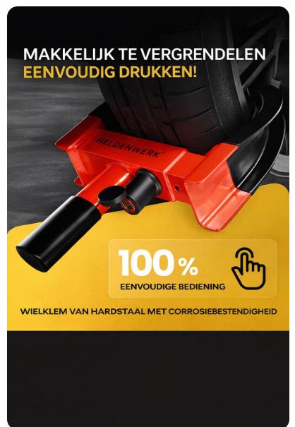 HELDENWERK - Griffe de parking et pince de roue - Pour 18-30 cm de largeur de pneu - Acier allié noir et rouge - Avec serrure de haute sécurité et 3 clés - Protection contre le vol - Sécurité maximale