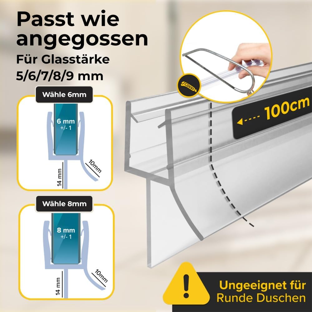 Five Dots Joint de douche 2 pièces 6mm - Transparent