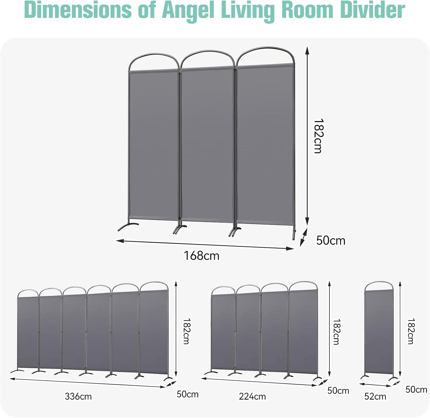 Angel Living Paravent 3 panneaux - 168 x 182 cm - Gris