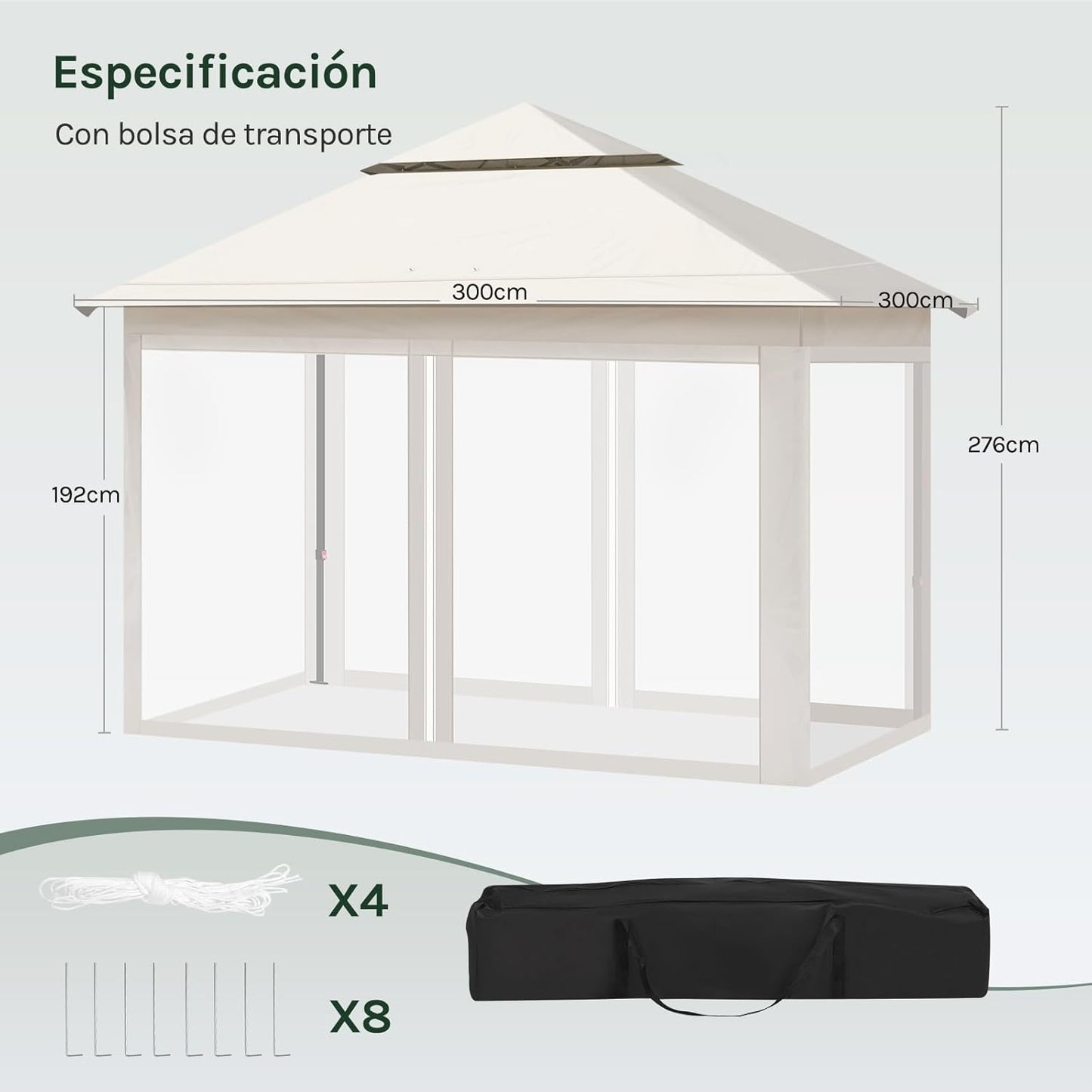 Woltu Party Tent 3x3 m Beige - Tente de jardin imperméable avec moustiquaires - Hauteur réglable et double toit