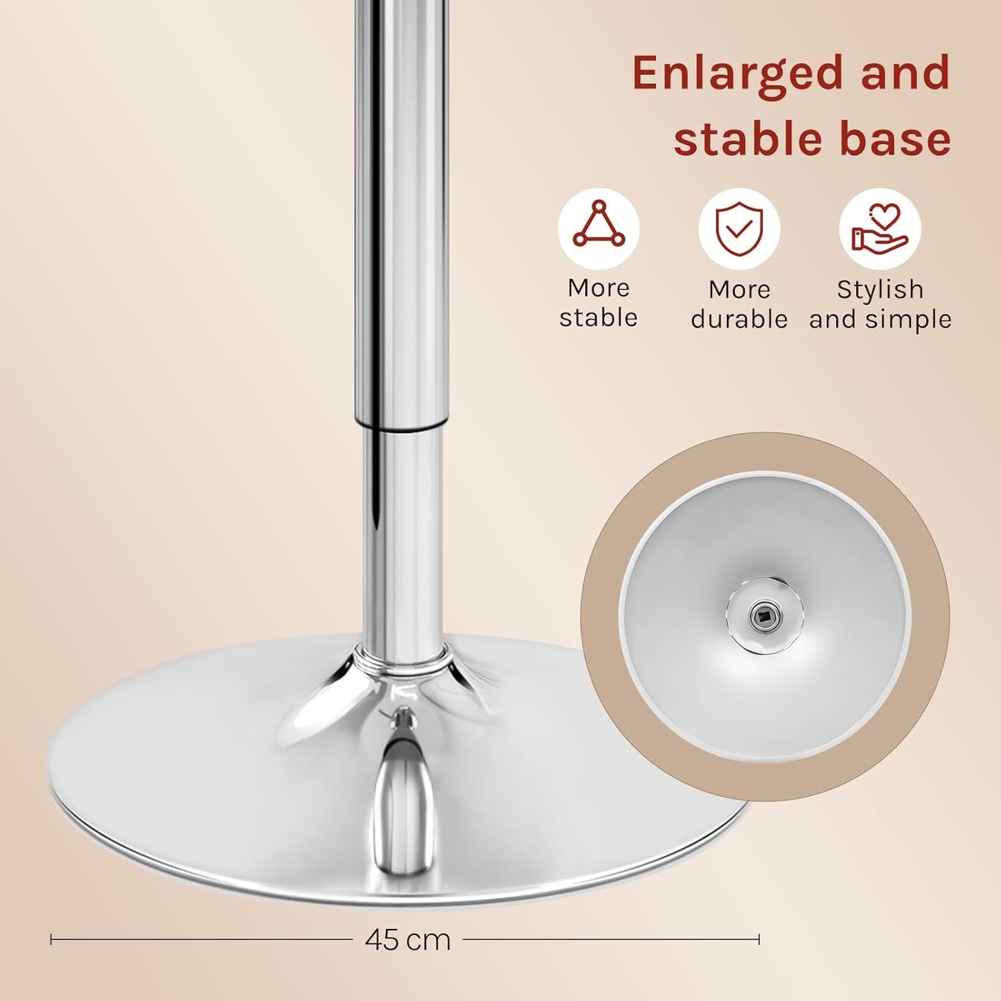 Woltu BT02ws Table de bar réglable - Rond 60x60 cm - Hauteur 68-88 cm - Blanc