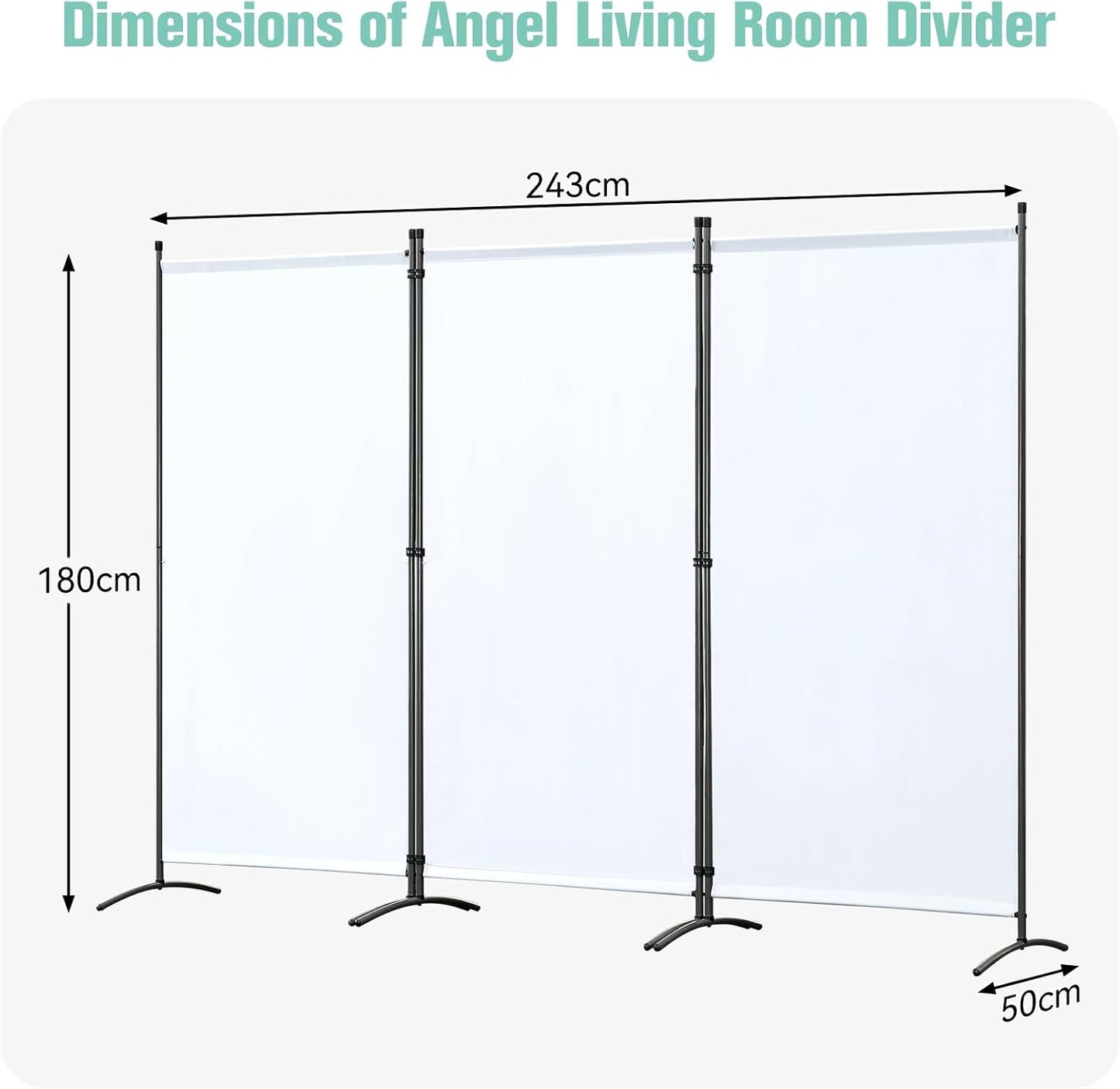 Angel Living Paravent - 3 panneaux - pliable - 243 x 180 cm - Naturel