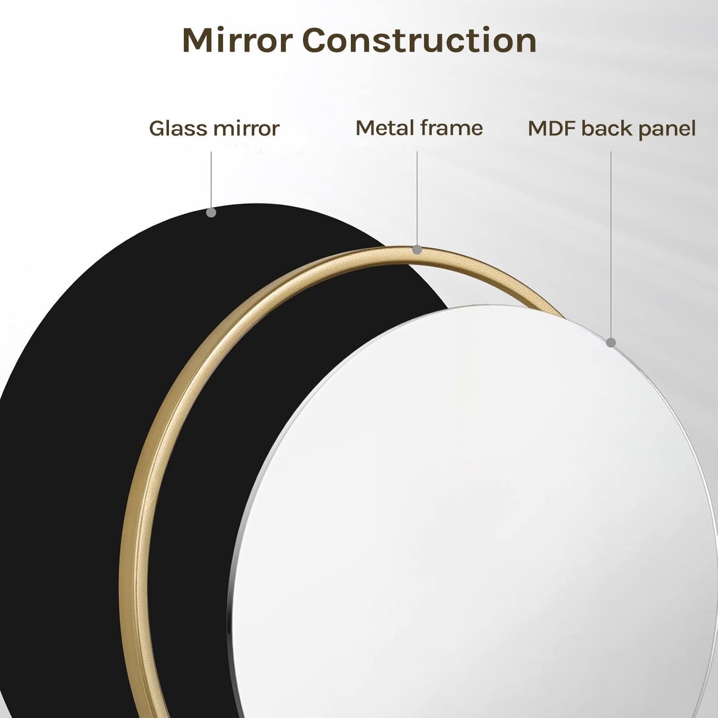 WOLTU MB6094gd04 - miroir mural rond éclairé - 71 cm - cadre métal doré