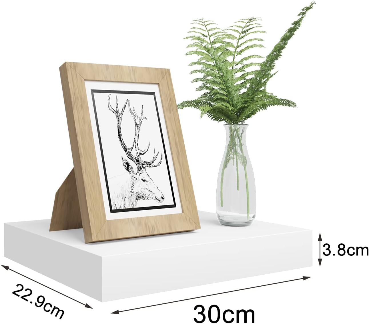 Woltu Set de 4 étagères murales flottantes - Bois MDF - Blanc - 30 x 23 x 3.8 cm