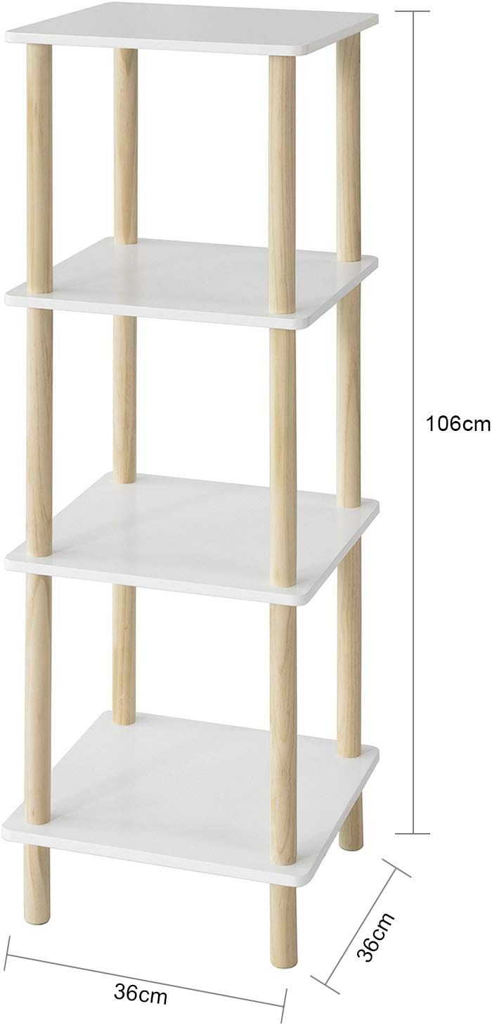 SoBuy Armoire de rangement - Naturel - Max. 10 kg par étagère - 36 x 36 x 106 cm - Blanc