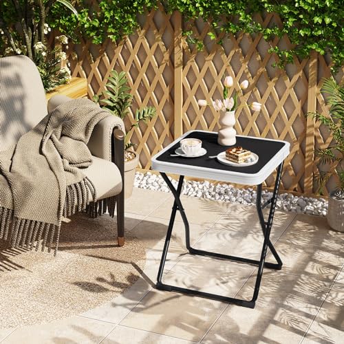 eSituro Table de camping 2-en-1 avec plateau amovible - Noir - 40,5 x 40,5 x 50 cm