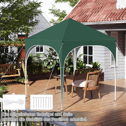 Pavillon pliant Woltu 2 x 2 m avec 4 parois amovibles Vert
