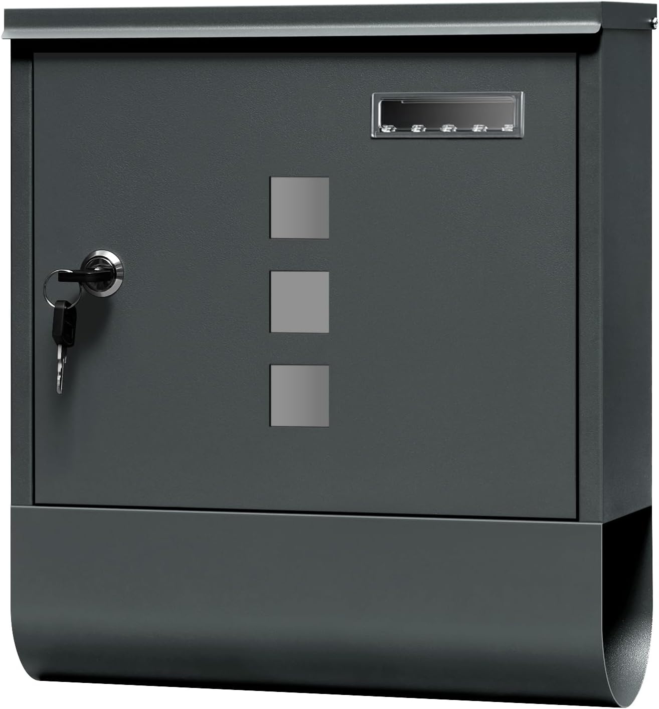 Boîte aux lettres Woltu avec boîte à journaux - Anthracite - 30,5 x 33,5 x 10 cm - Verrouillable avec fenêtre de visualisation et plaque signalétique
