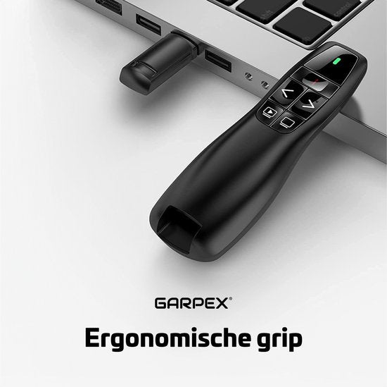 Garpex® Wireless Presenter - Clicker de présentation - Présentateur sans fil - Télécommande Powerpoint - Pointeur laser - Sans fil