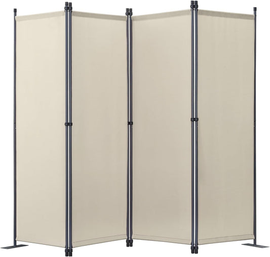 Angel Living Paravent de chambre - 4 pièces - 224x165 cm - Pliable - Acier et polyester - Séparation de pièces et intimité - Beige