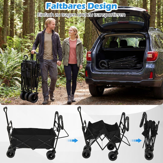Chariot de jardin pliable Coast 100 litres - Noir - 120 x 57 x 110 cm