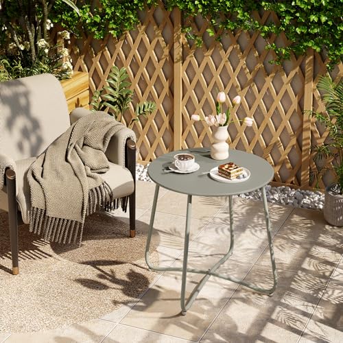 eSituro Table ronde de jardin et de balcon - Gris métal - Ø48 x H45 cm