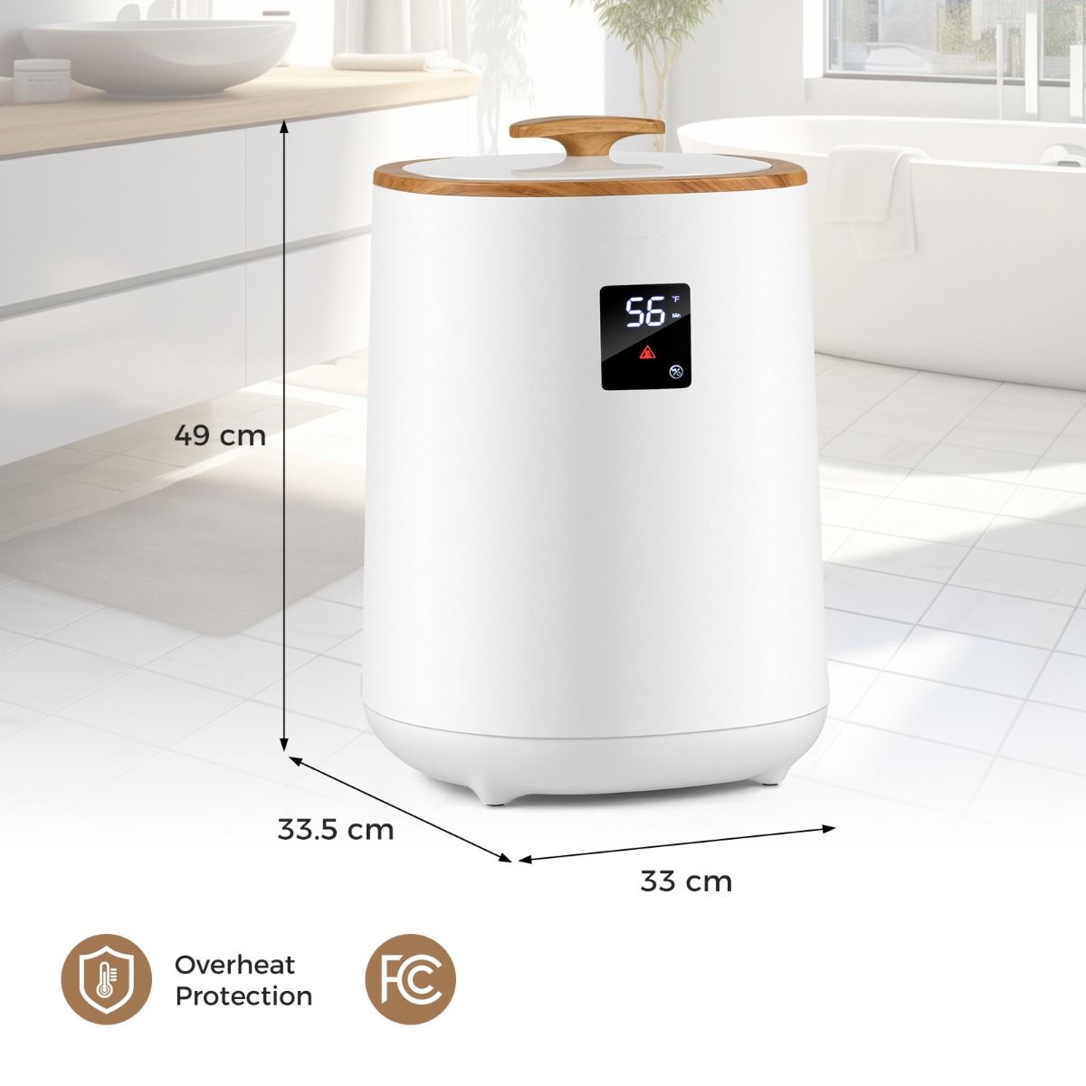 Chauffe-serviettes Coast Emmer - Chauffage rapide - Capacité de 18 litres - Blanc