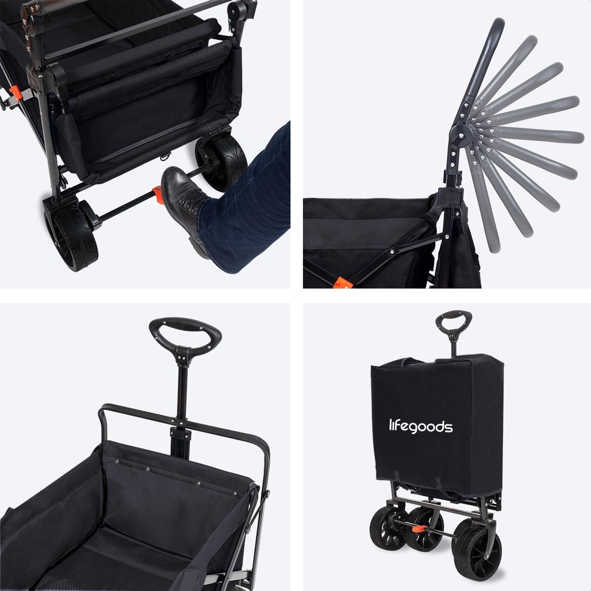 Chariot Pliable LifeGoods, 120x80cm, Noir